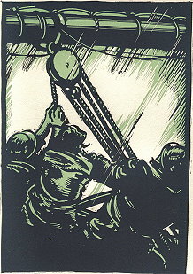 Stormy Ol' Weather - Woodcut by EDW. A. Wilson 1925
